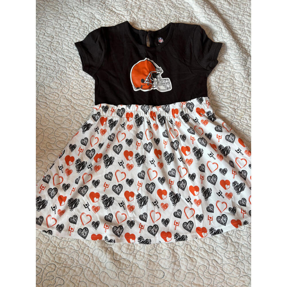 Cleveland Browns Girls Dress with Heart Print‎ Size 6X NFL NWOT